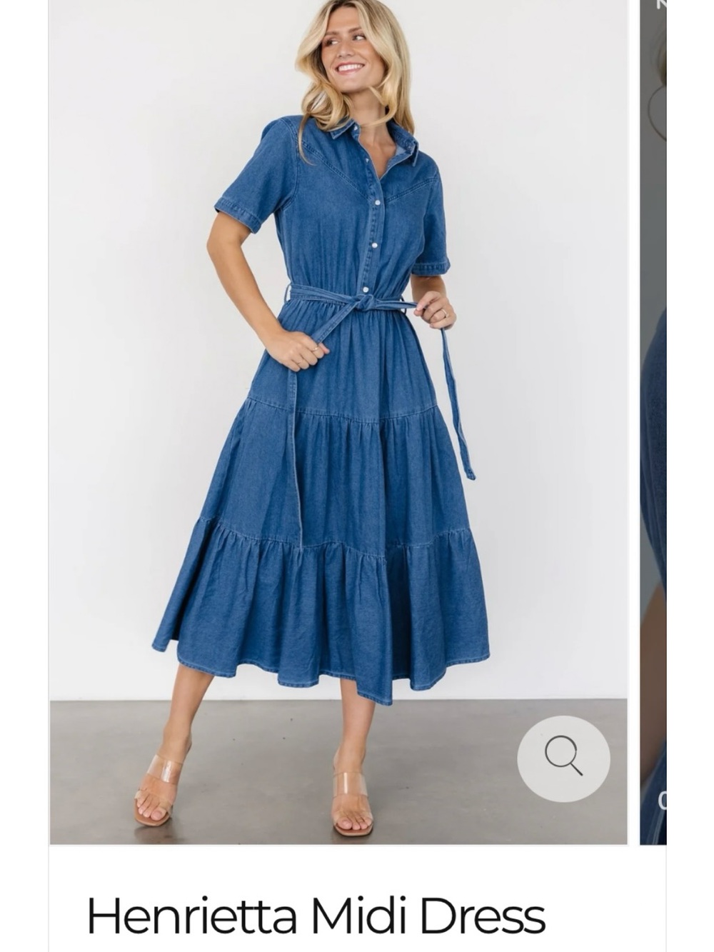 Baltic Born Blue Denim Tiered Midi Dress